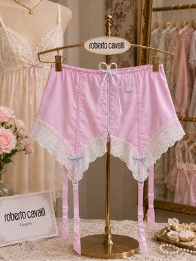 ROBERTO CAVALLI Pink Lace Detail Garter